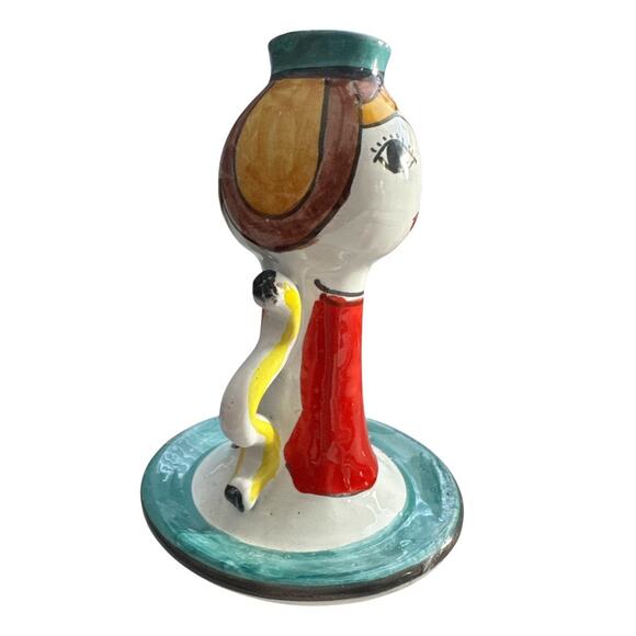 Hand Made Colorful Italian Lady Candle Holder Signed Numbered - Picture 5 of 10